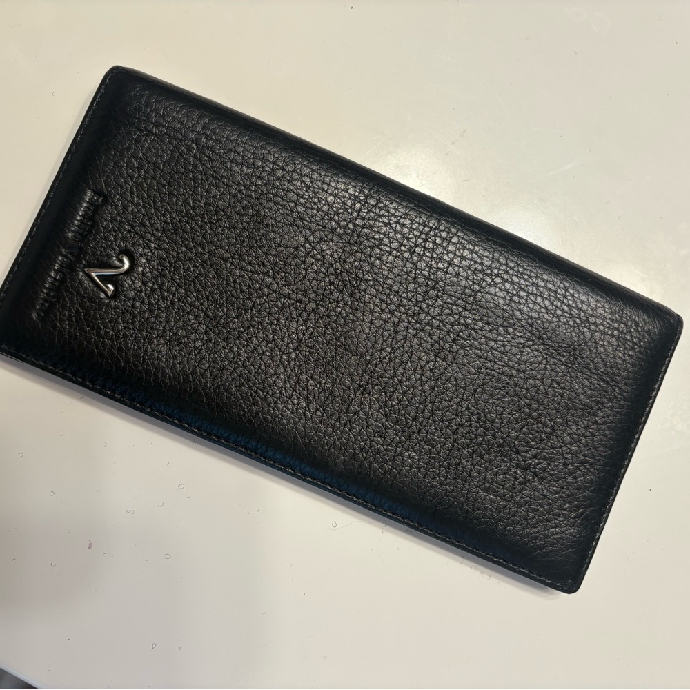 Authentic Elimilio Valentino Black Leather long wallet
